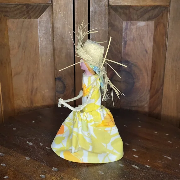 Handcrafted Doll with Yellow Floral Dress - Picture 7 of 11